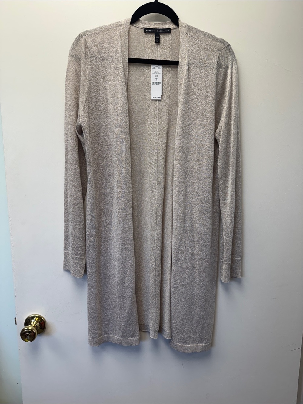 White House Black Market Lightweight Open-Front Cardigan in Beige